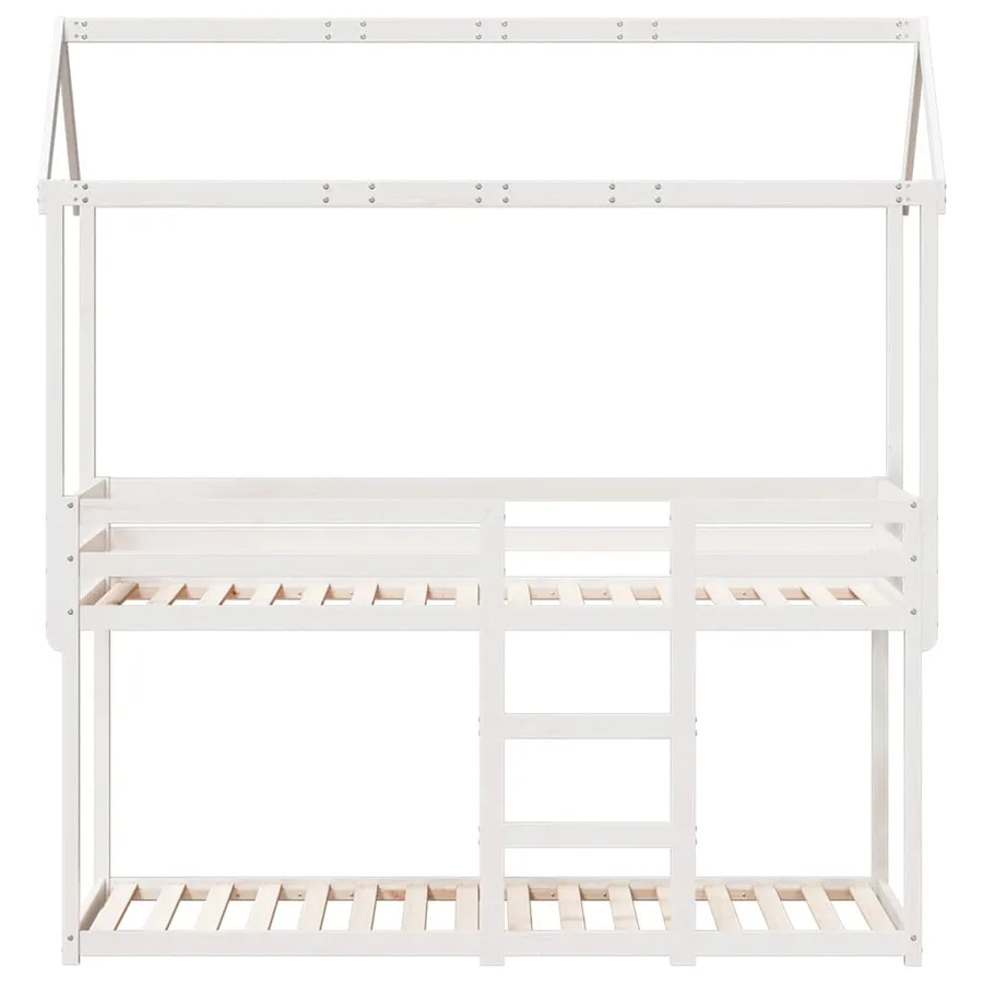 Lit superposé sans matelas blanc 90x200 cm bois de pin massif - 4