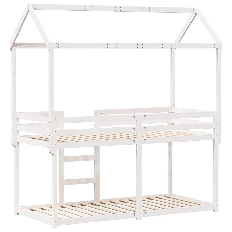 Lit superposé sans matelas blanc 90x200 cm bois de pin massif - 8