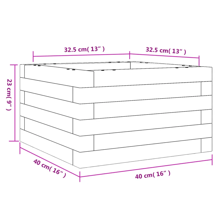 Jardinière 40x40x23 cm bois de pin massif - 10