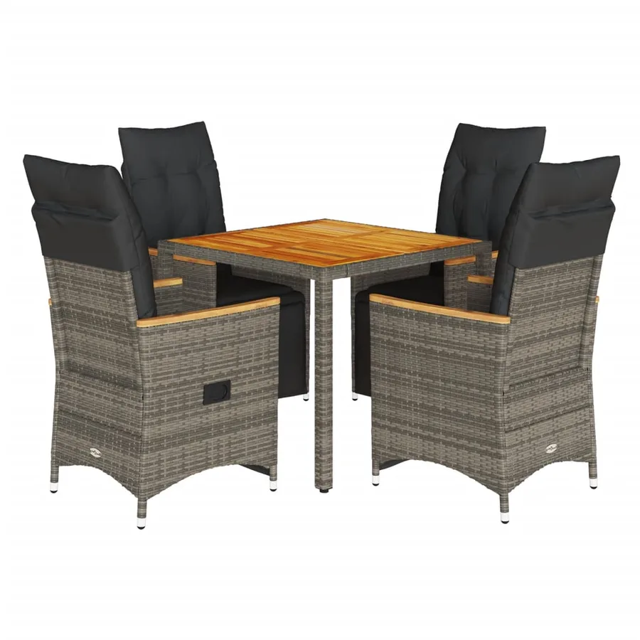 Ensemble de bistro de jardin 5 pcs coussins gris poly rotin - 2