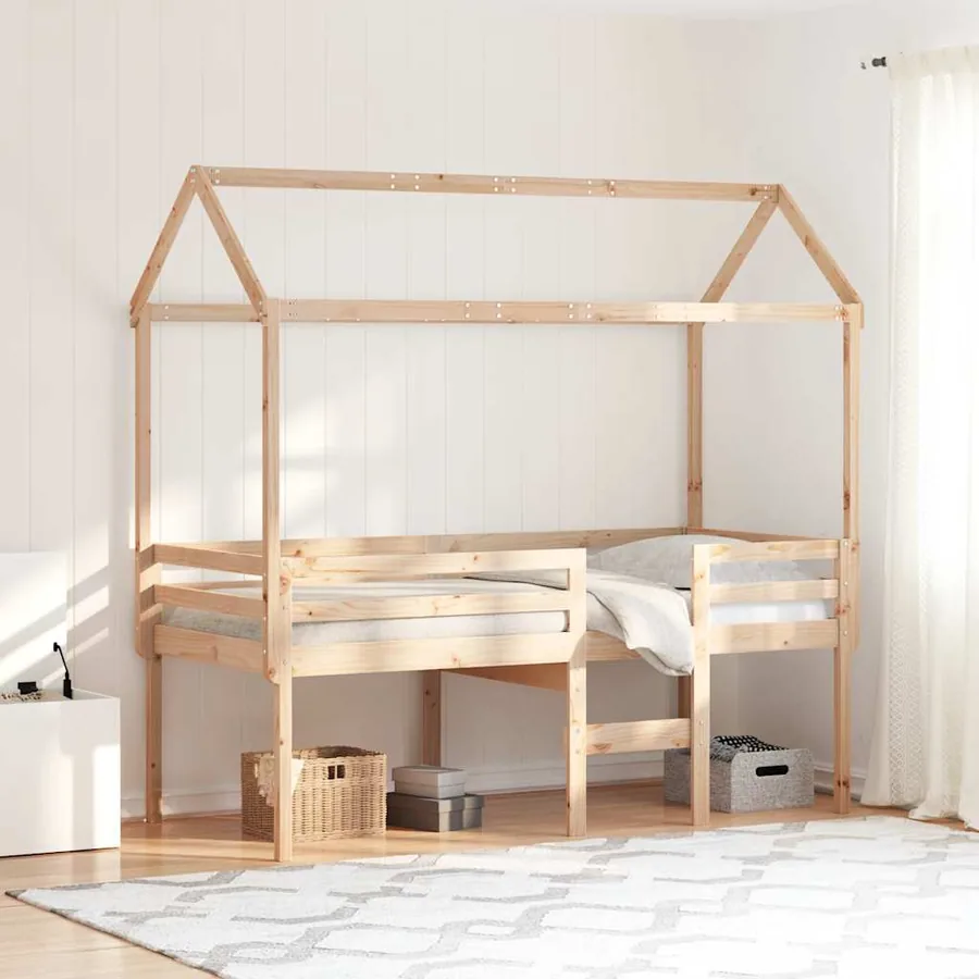 Lit haut sans matelas 75x190 cm bois de pin massif
