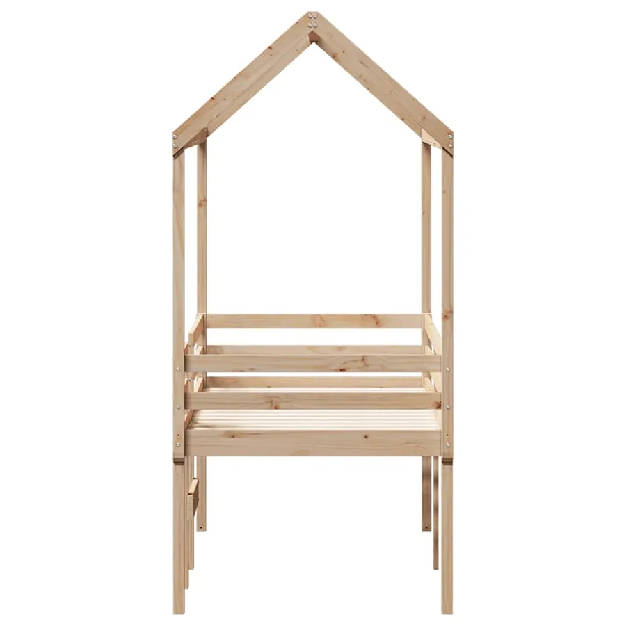 Lit haut sans matelas 75x190 cm bois de pin massif - 7