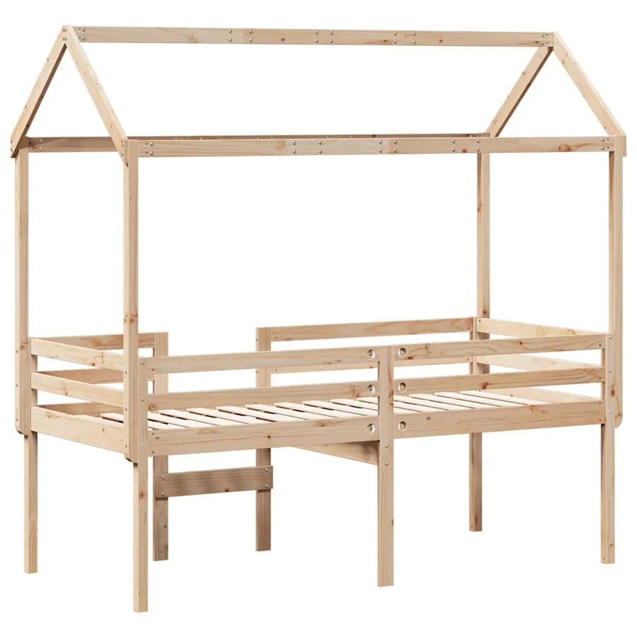 Lit haut sans matelas 75x190 cm bois de pin massif - 8