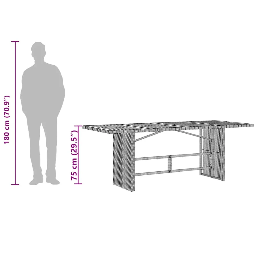 Table de jardin avec dessus en verre noir résine tressée - 10