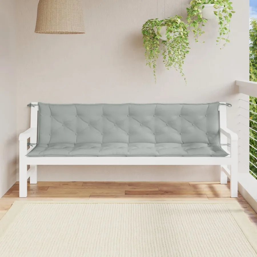 Coussins de banc de jardin lot de 2 gris clair mélangé tissu - 3