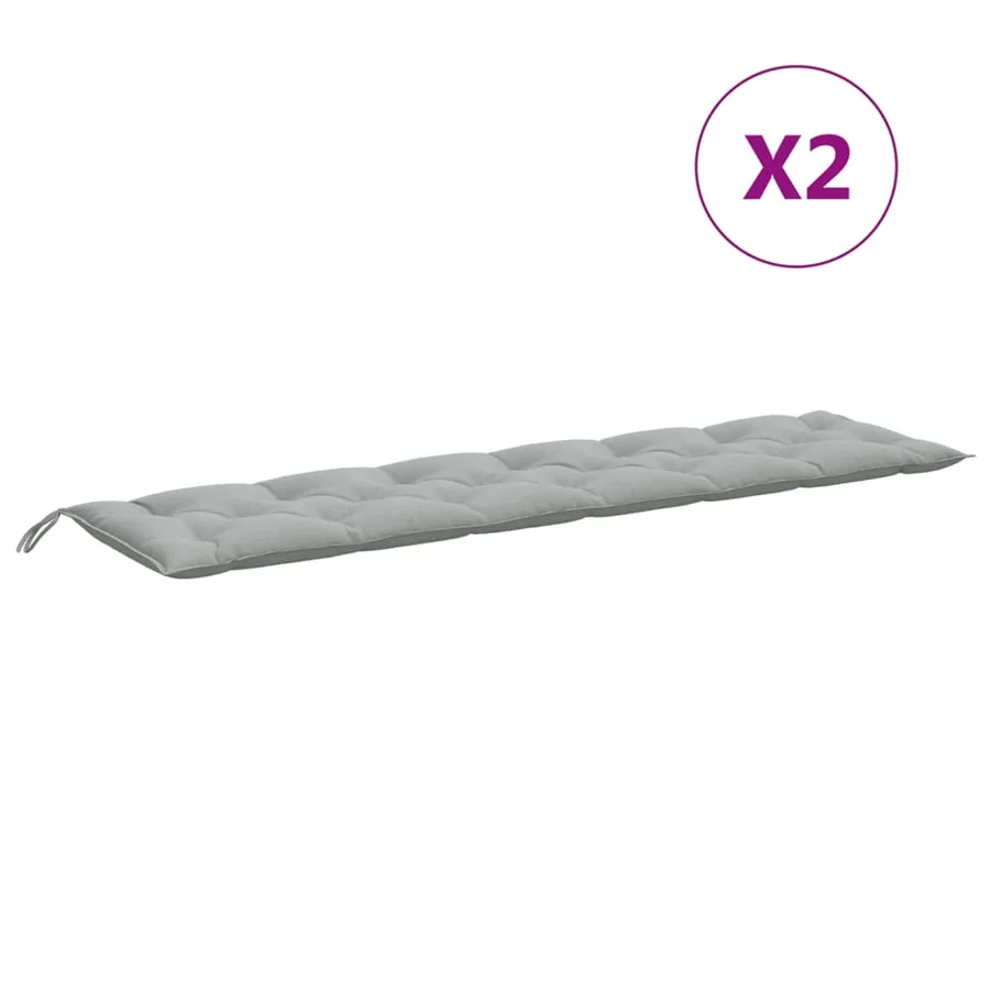 Coussins de banc de jardin lot de 2 gris clair mélangé tissu - 4