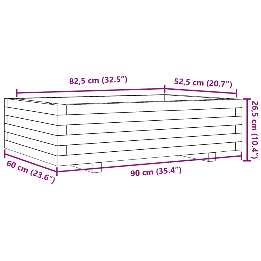 Jardinière cire marron 90x60x26,5 cm bois de pin massif - 10