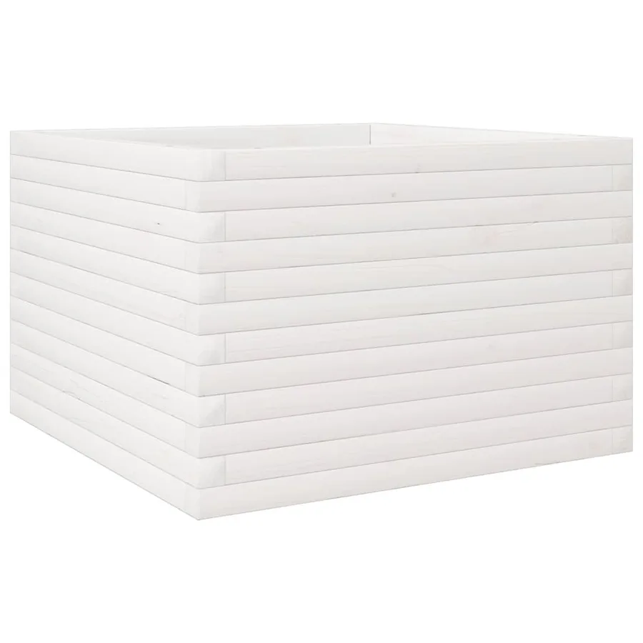 Jardinière blanc 70x70x45,5 cm bois de pin massif - 7