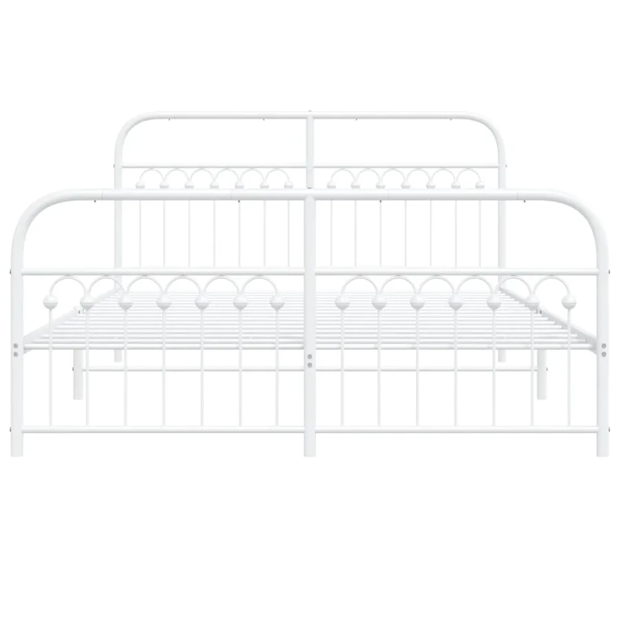 Cadre de lit métal sans matelas et pied de lit blanc 150x200 cm - 4