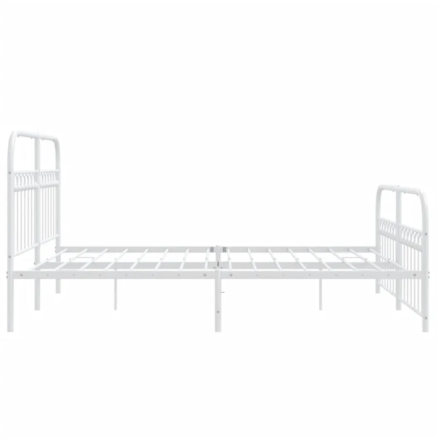 Cadre de lit métal sans matelas et pied de lit blanc 150x200 cm - 5