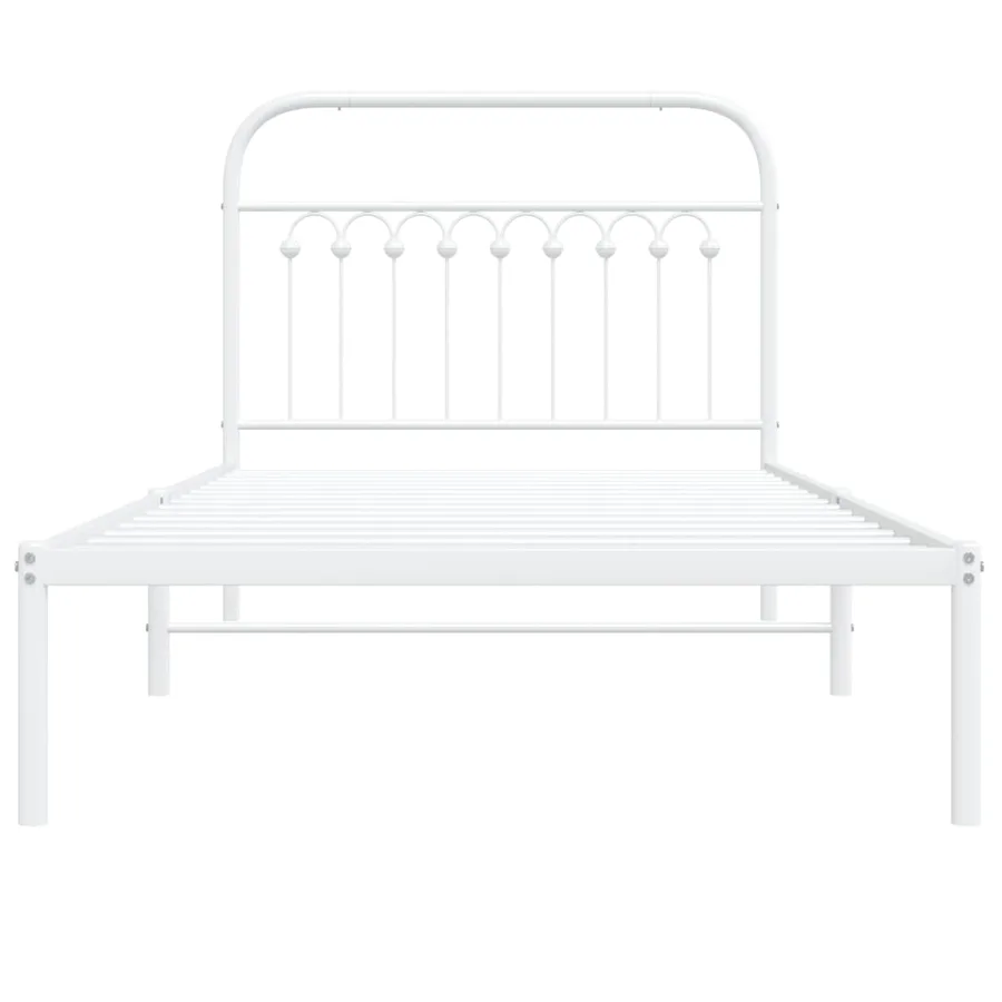 Cadre de lit métal sans matelas et tête de lit blanc 100x190 cm - 4
