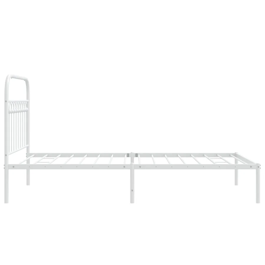 Cadre de lit métal sans matelas et tête de lit blanc 100x190 cm - 5