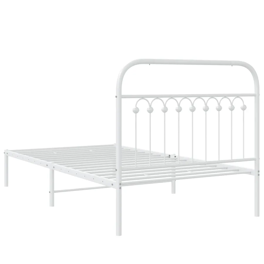 Cadre de lit métal sans matelas et tête de lit blanc 100x190 cm - 6