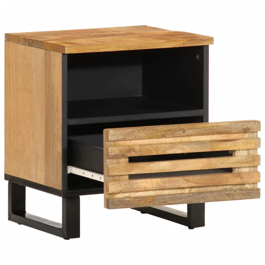 Tables de chevet 2 pcs 40x34x46 cm bois massif de manguier brut - 3