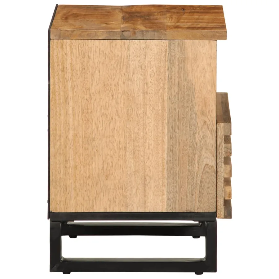Tables de chevet 2 pcs 40x34x46 cm bois massif de manguier brut - 5