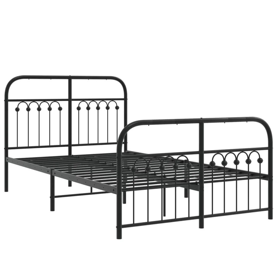 Cadre de lit métal sans matelas avec pied de lit noir 120x190cm - 3