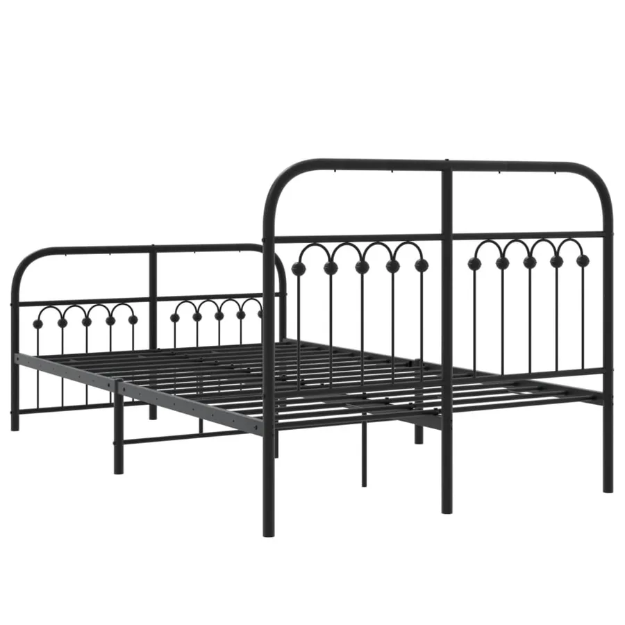 Cadre de lit métal sans matelas avec pied de lit noir 120x190cm - 6