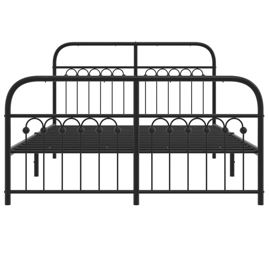 Cadre de lit métal sans matelas avec pied de lit noir 137x190cm - 4