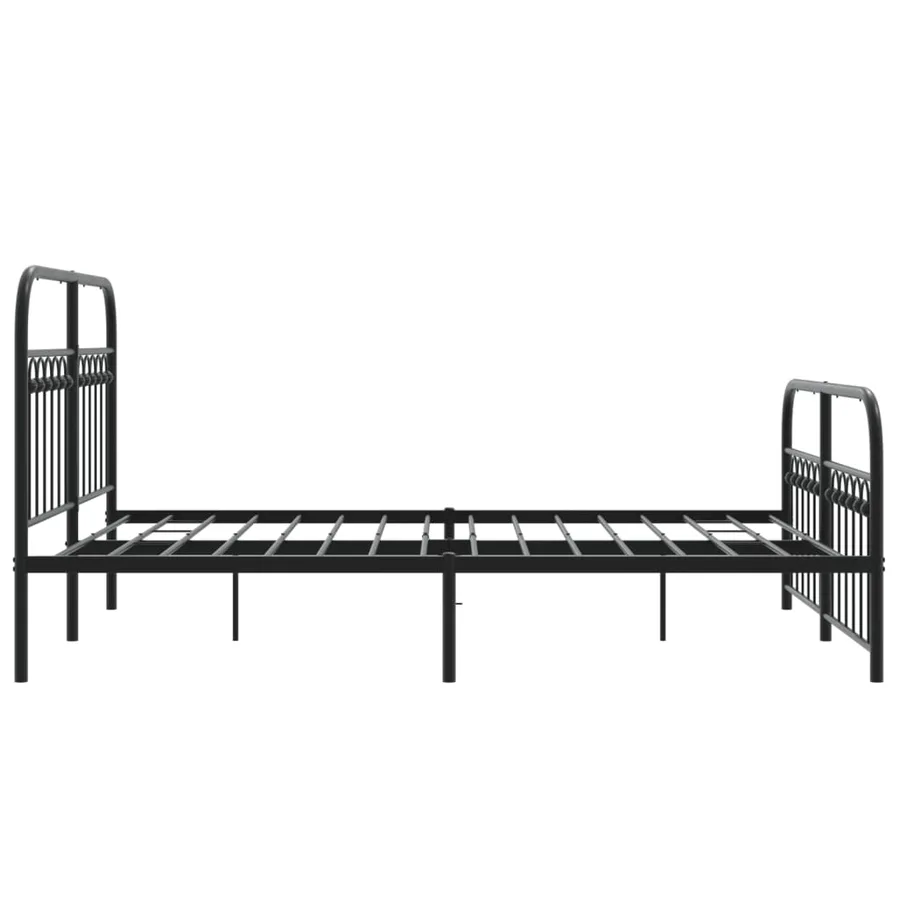 Cadre de lit métal sans matelas avec pied de lit noir 137x190cm - 5
