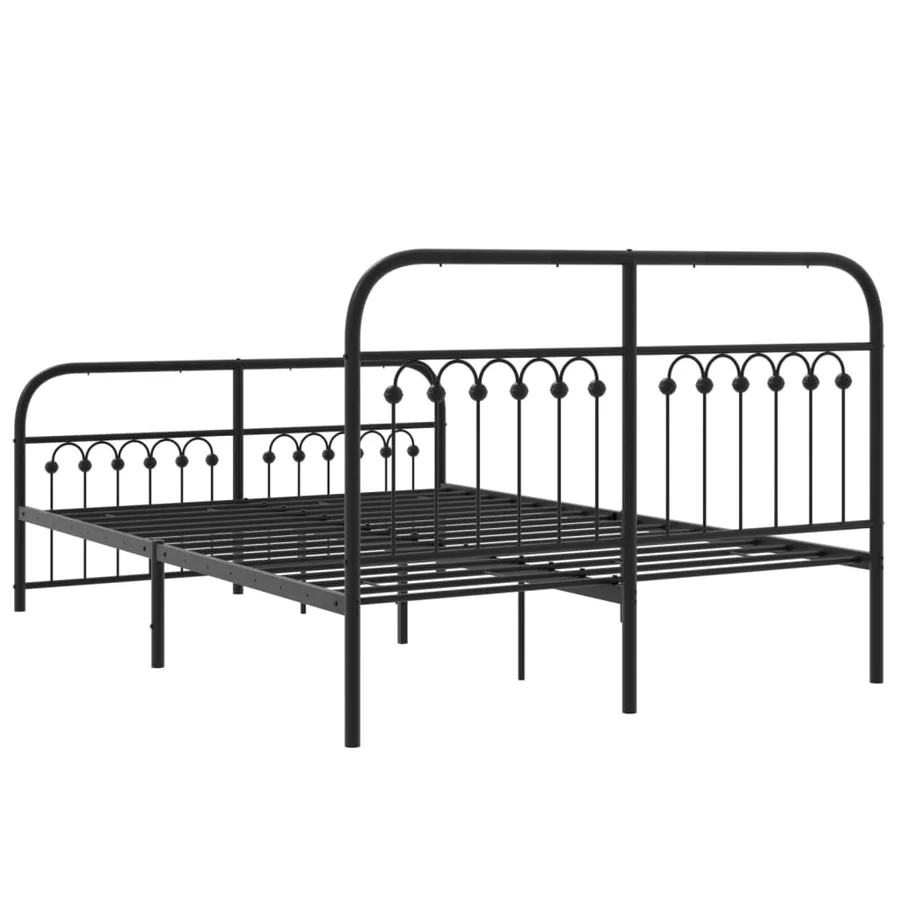 Cadre de lit métal sans matelas avec pied de lit noir 137x190cm - 6