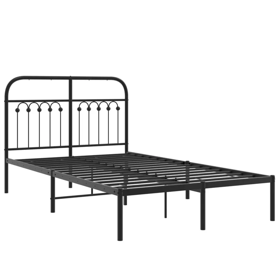 Cadre de lit métal sans matelas avec tête de lit noir 120x200cm - 3