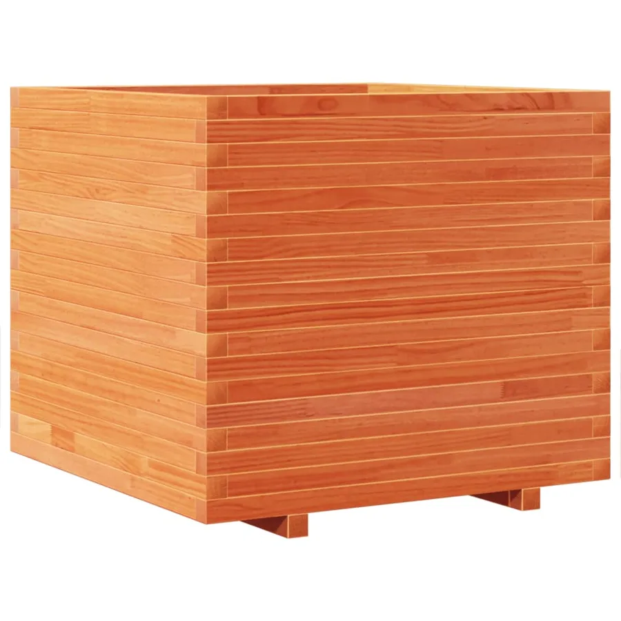 Jardinière cire marron 80x80x72 cm bois de pin massif - 7