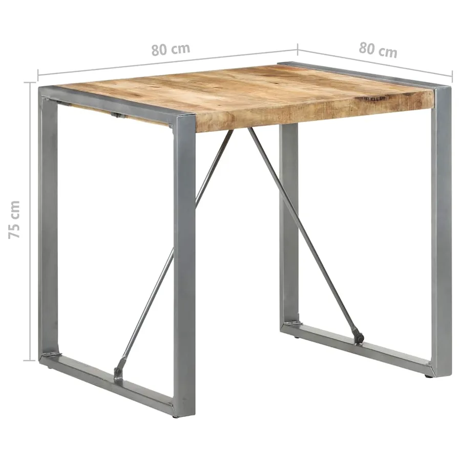 Table à manger 80x80x75 cm bois de manguier brut - 5