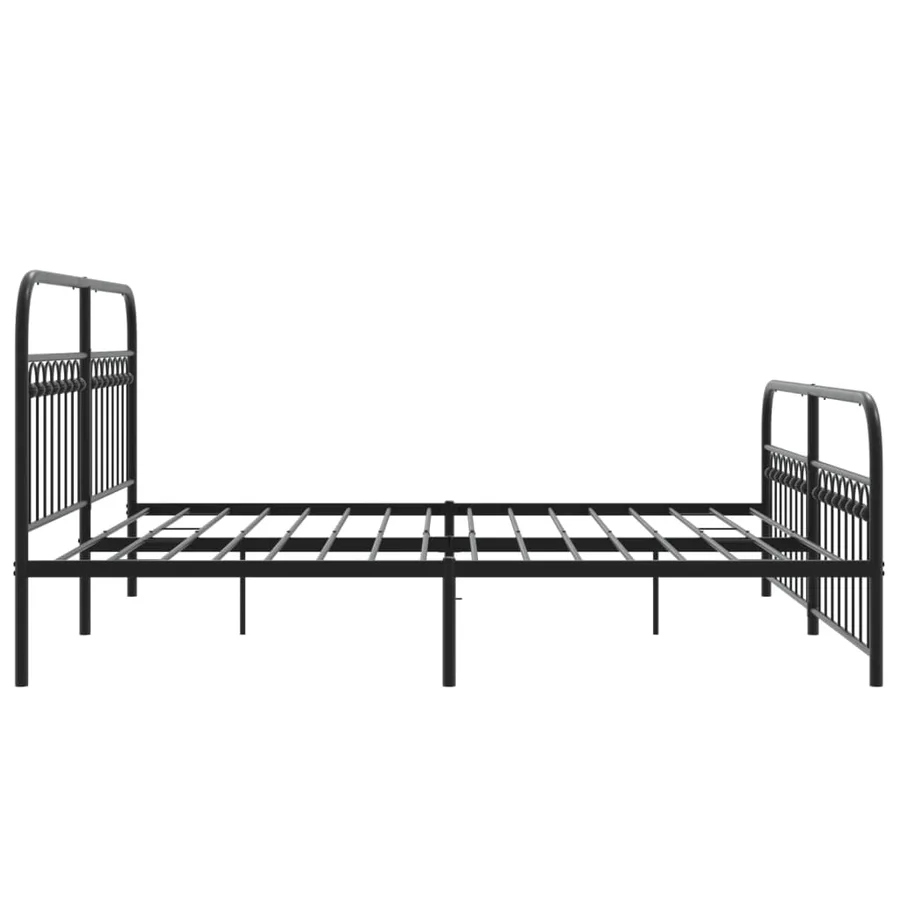 Cadre de lit métal sans matelas avec pied de lit noir 183x203cm - 5