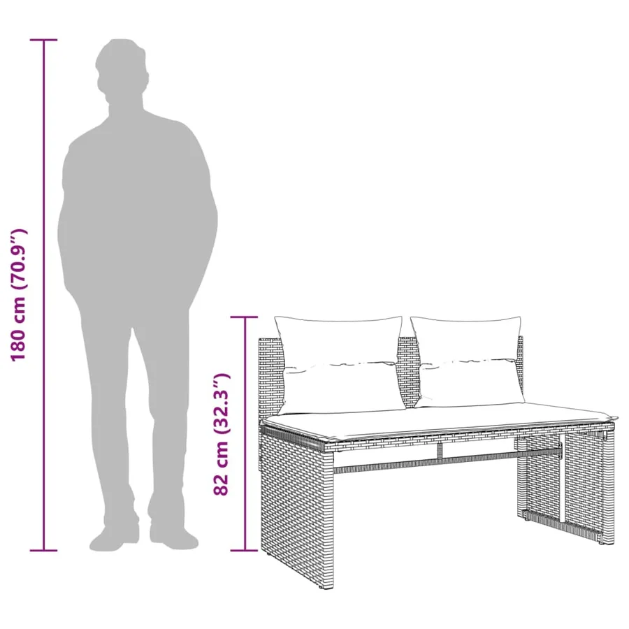 Salon de jardin 4 pcs avec coussins gris résine tressée - 11
