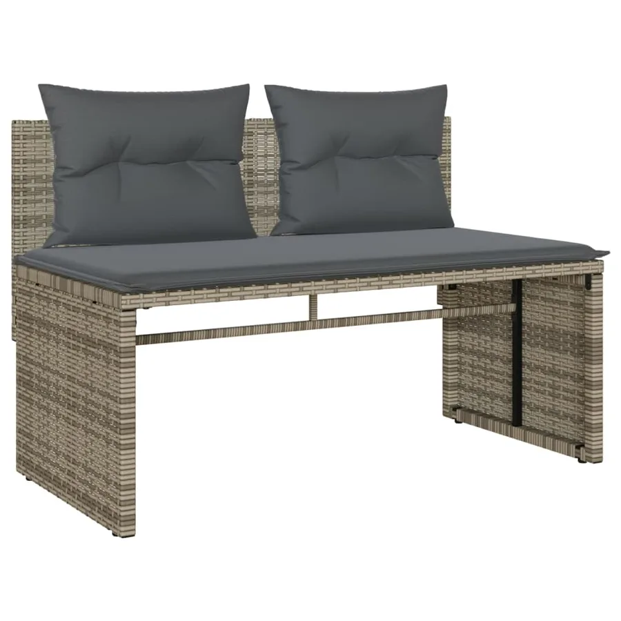 Salon de jardin 4 pcs avec coussins gris résine tressée - 4