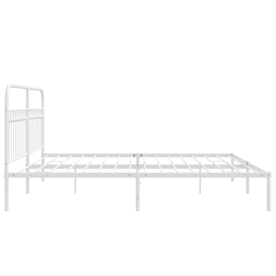 Cadre de lit métal sans matelas et tête de lit blanc 193x203 cm - 5