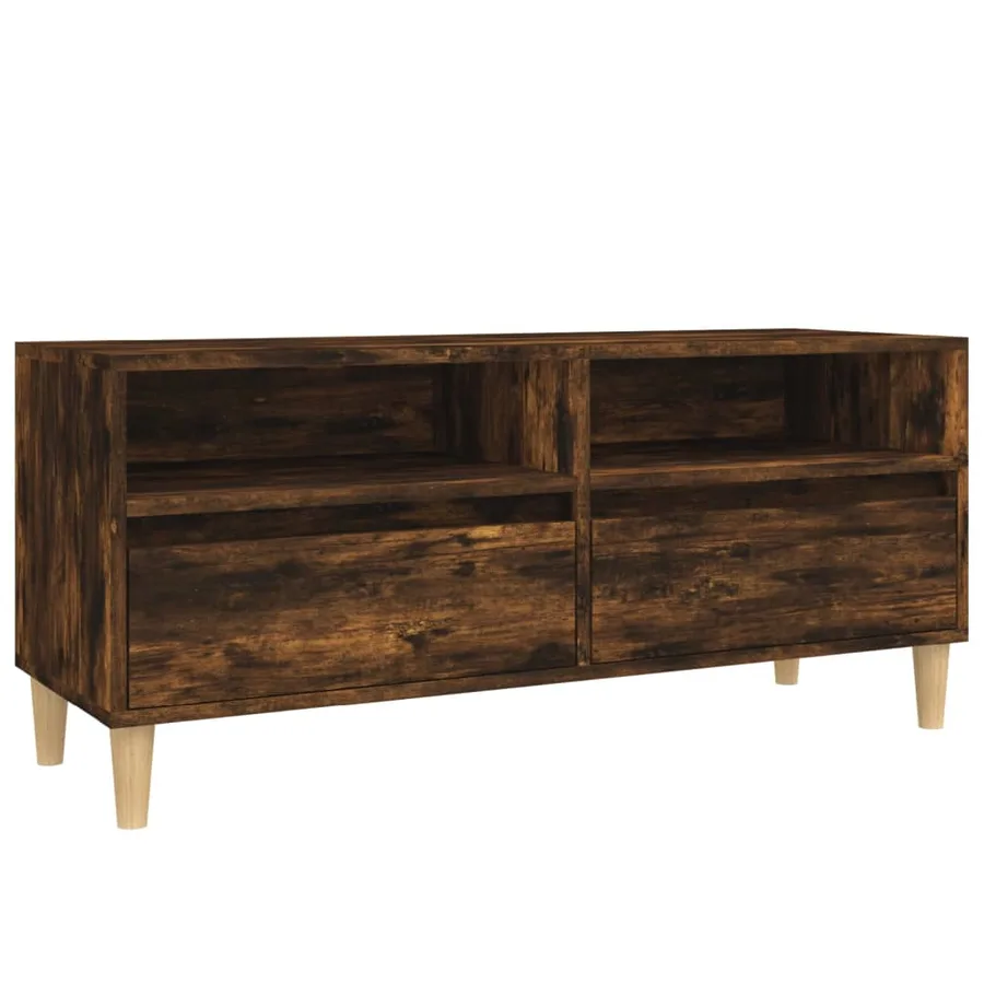 Meuble TV chêne fumé 100x34,5x44,5 cm bois d'ingénierie - 2