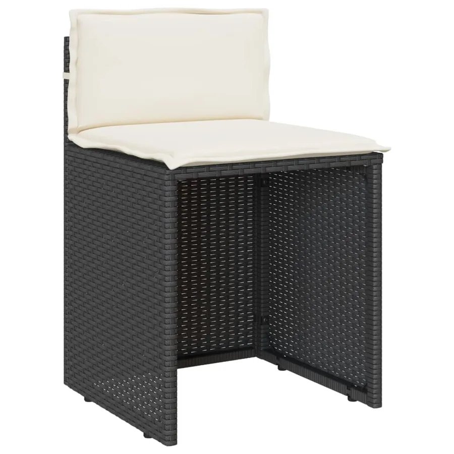 Ensemble de bistro 3 pcs avec coussins noir résine tressée - 5