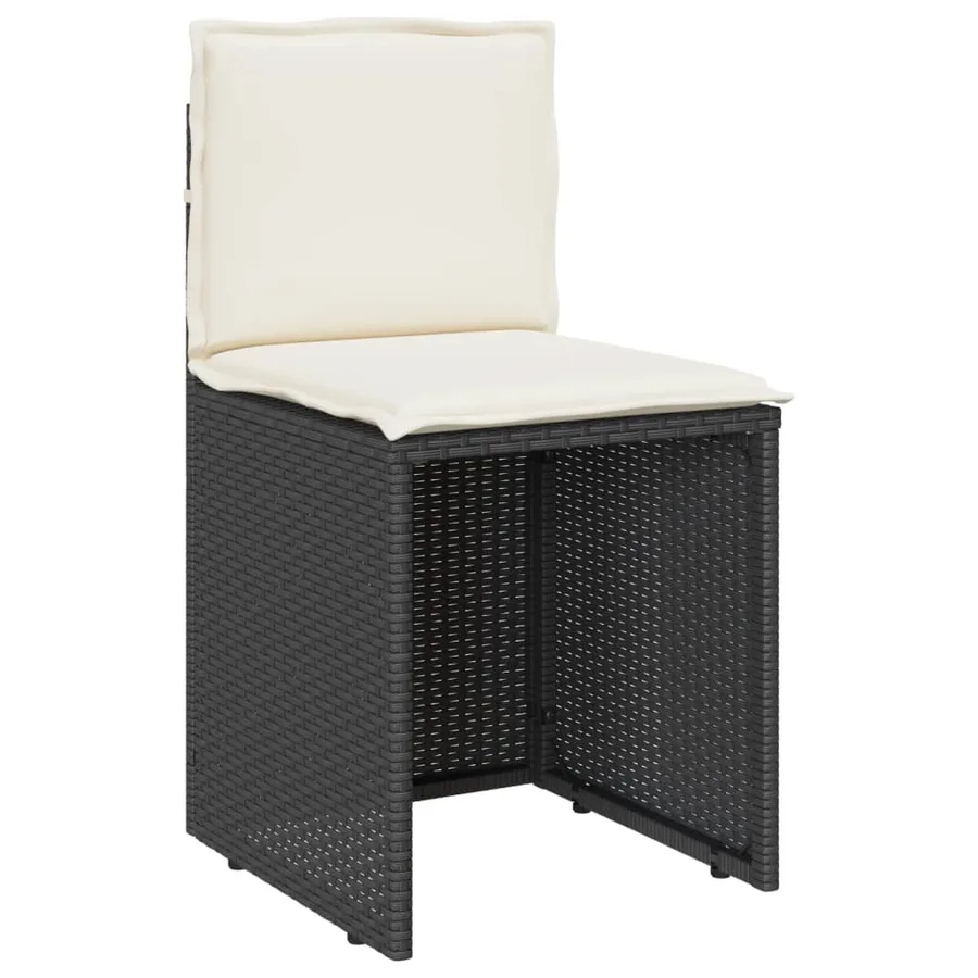 Ensemble de bistro 3 pcs avec coussins noir résine tressée - 6