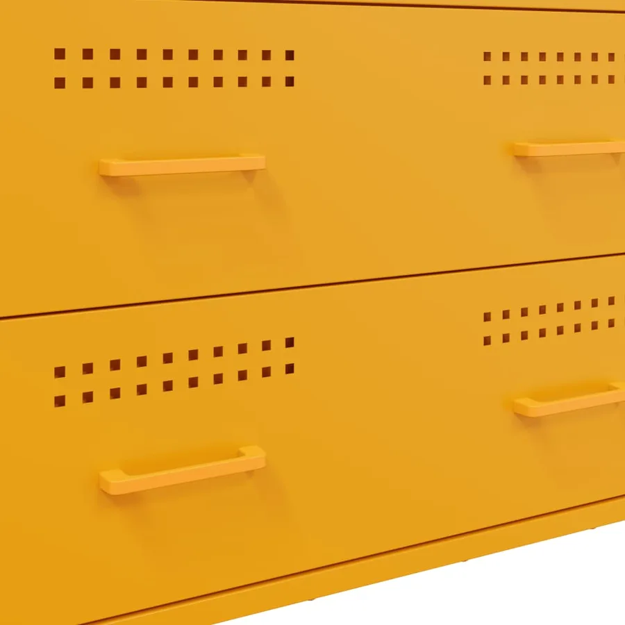 Buffet jaune moutarde 68x39x89 cm acier - 11