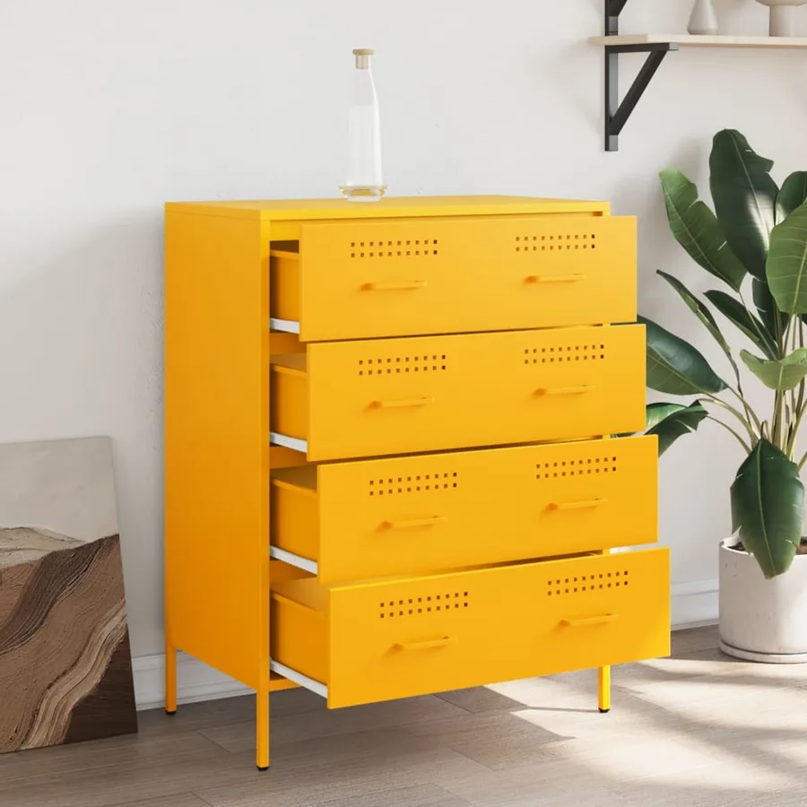 Buffet jaune moutarde 68x39x89 cm acier - 3