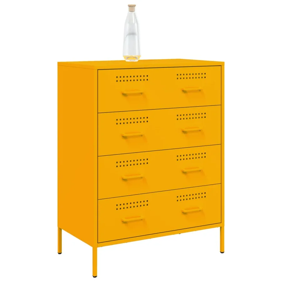 Buffet jaune moutarde 68x39x89 cm acier - 4