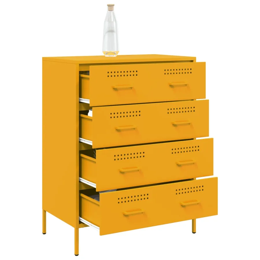 Buffet jaune moutarde 68x39x89 cm acier - 5