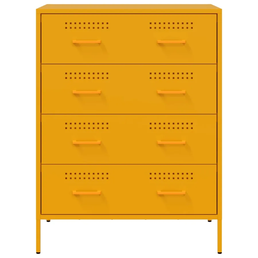 Buffet jaune moutarde 68x39x89 cm acier - 6