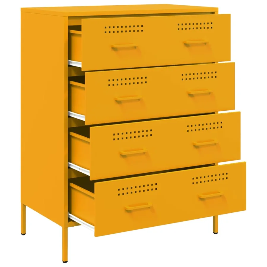 Buffet jaune moutarde 68x39x89 cm acier - 9