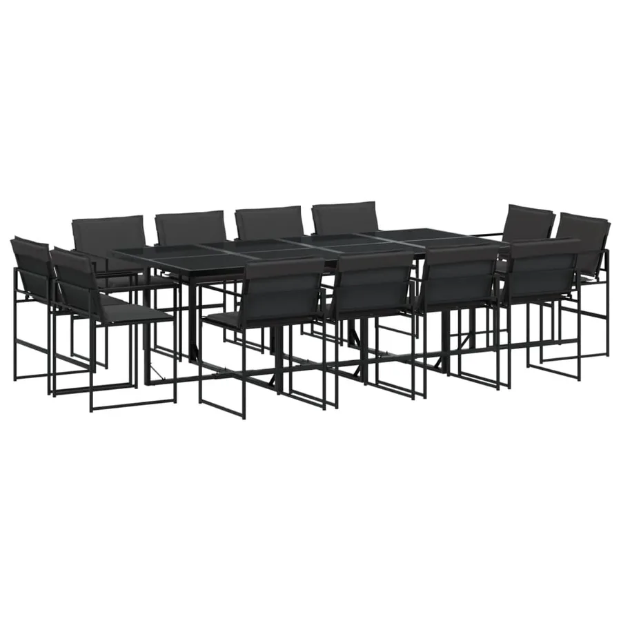 Ensemble à manger de jardin avec coussins 13 pcs noir textilène - 2