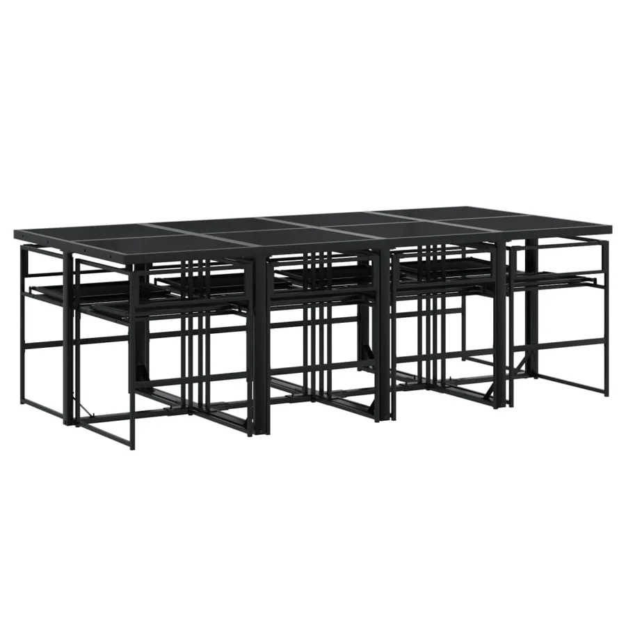 Ensemble à manger de jardin avec coussins 9 pcs noir textilène - 7