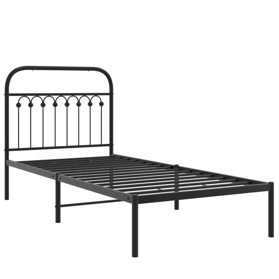 Cadre de lit métal sans matelas avec tête de lit noir 90x200 cm - 3