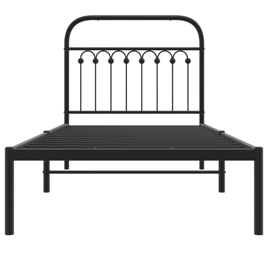 Cadre de lit métal sans matelas avec tête de lit noir 90x200 cm - 4