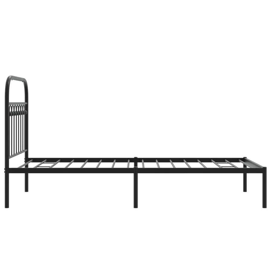 Cadre de lit métal sans matelas avec tête de lit noir 90x200 cm - 5