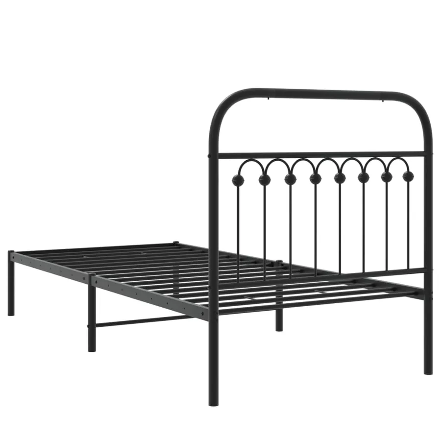 Cadre de lit métal sans matelas avec tête de lit noir 90x200 cm - 6