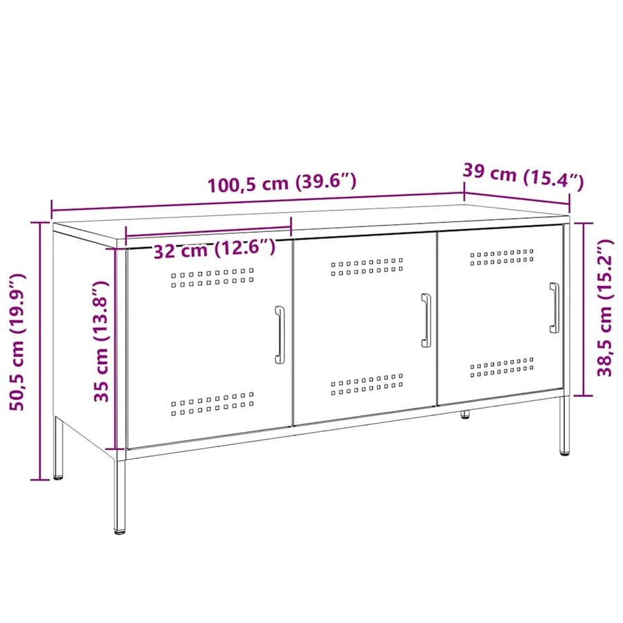 Meuble TV blanc 100,5x39x50,5 cm acier - 13