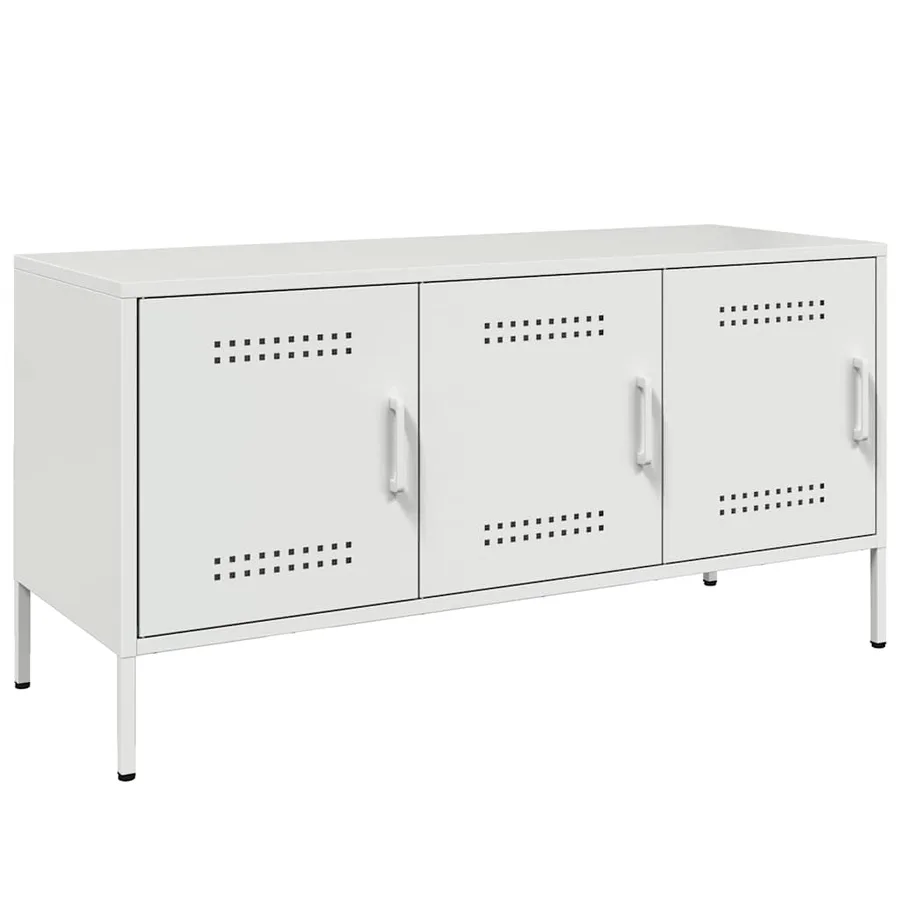 Meuble TV blanc 100,5x39x50,5 cm acier - 2