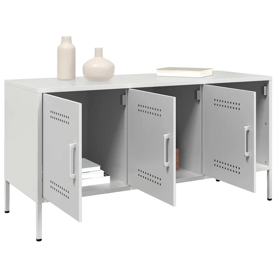 Meuble TV blanc 100,5x39x50,5 cm acier - 5