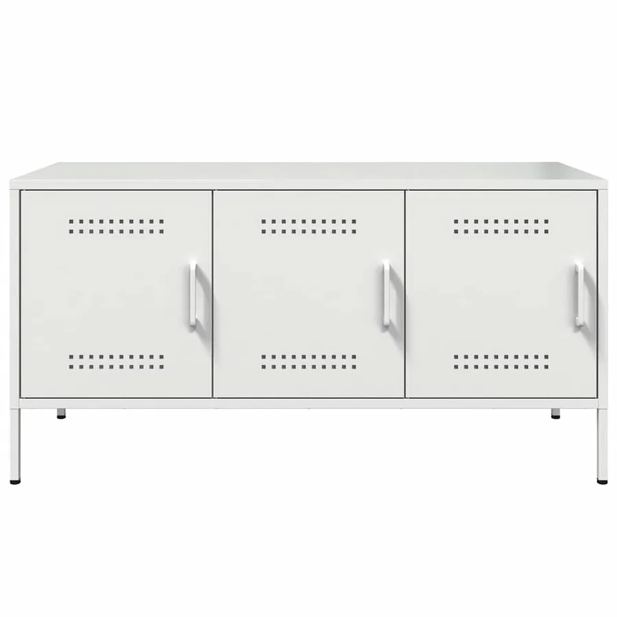 Meuble TV blanc 100,5x39x50,5 cm acier - 6